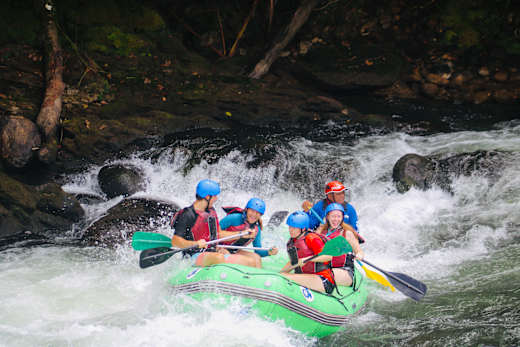 People river rafting.